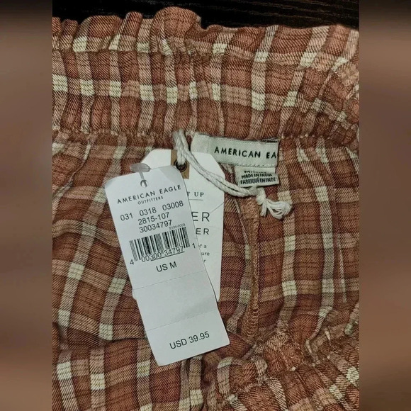 NWT American Eagle Plaid Drawstring Shorts Size Medium - Picture 5 of 5